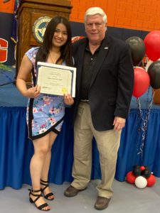 Vanessa Ortiz Aquillar, an 11 th grade student in the Warwick Valley Central High School, received a Youth Award from the Orange County Youth Bureau.