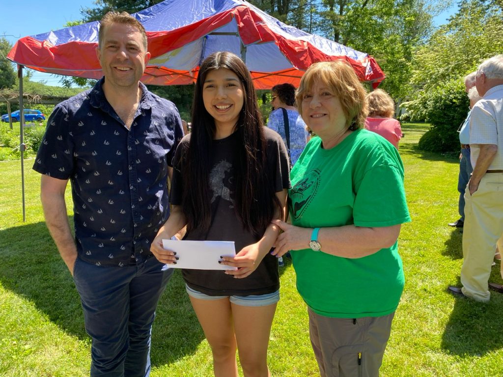Melissa Cortez, winner of the 2022 Father Boland Memorial Scholarship, with Tony Boland and Kathy Brieger.